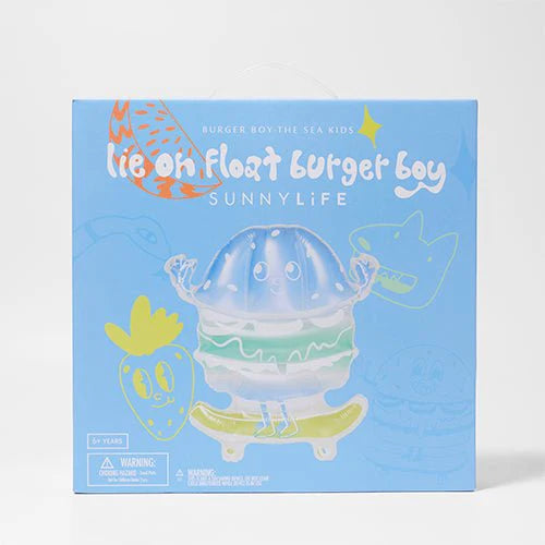 Kids Lie-On Float Burger Boy The Sea Kids Blue-Lime