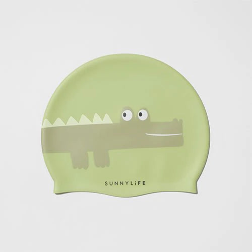 Kids Swimming Cap Cookie the Croc Light Khaki