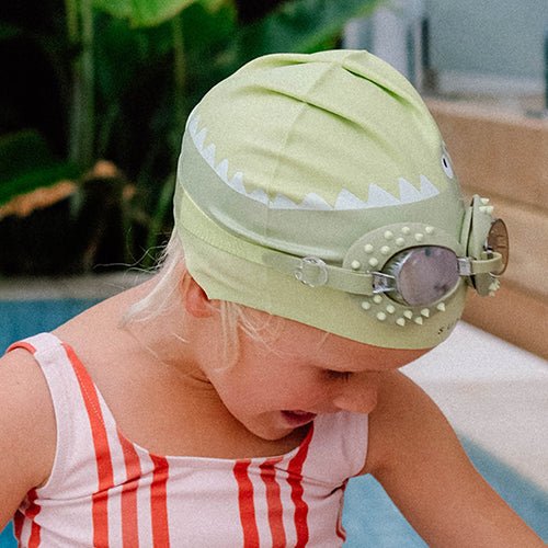 Kids Swimming Cap Cookie the Croc Light Khaki