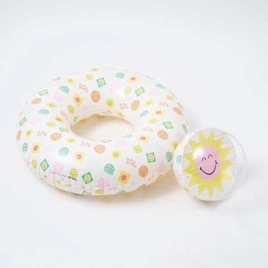 Multicolor Inflatable Pool Ring And Ball Set SMILEY World Sol Sea