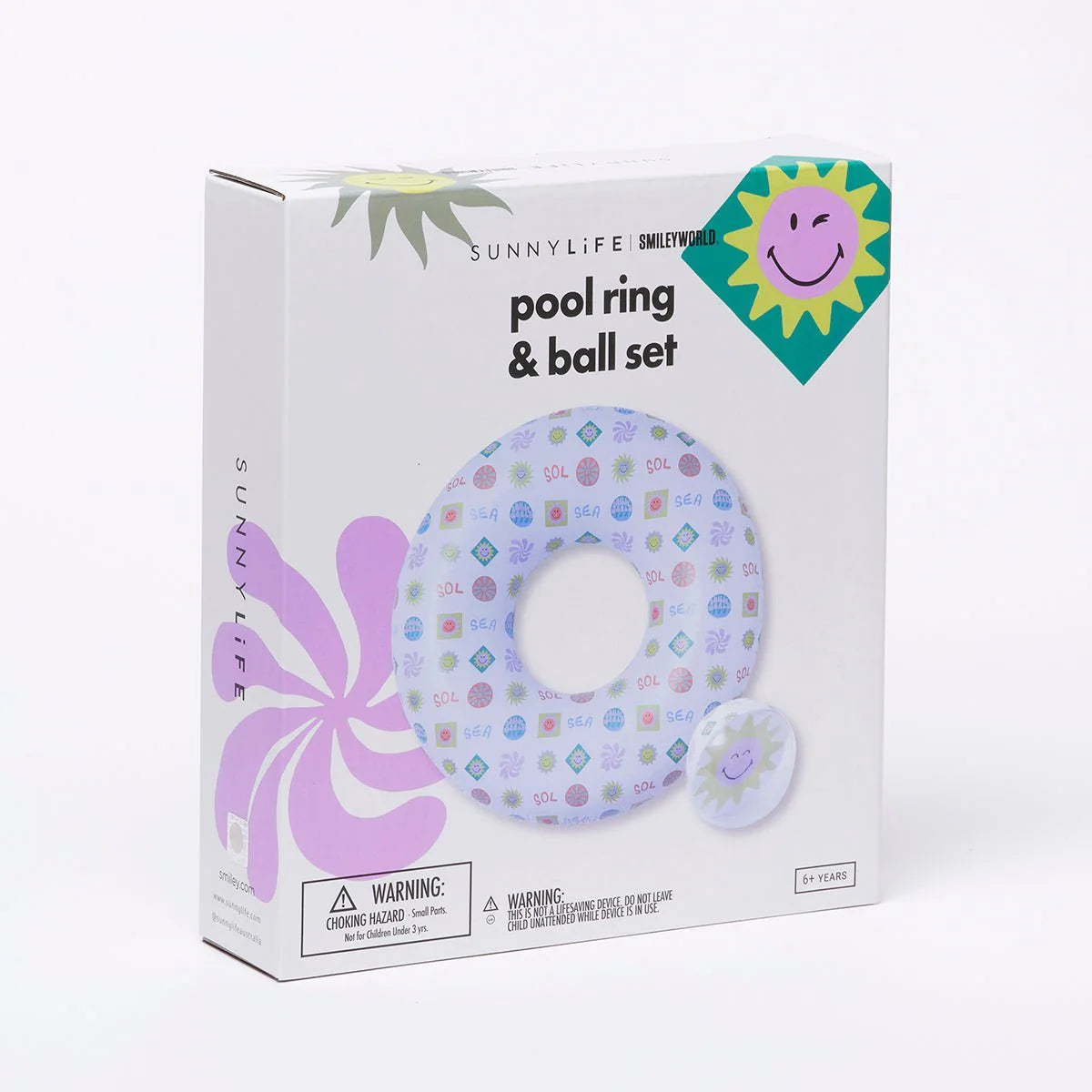 Multicolor Inflatable Pool Ring And Ball Set SMILEY World Sol Sea
