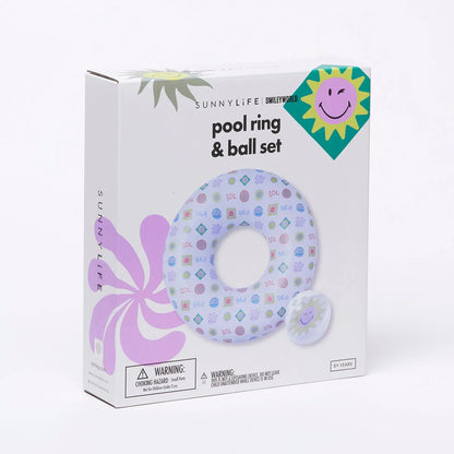 Multicolor Inflatable Pool Ring And Ball Set SMILEY World Sol Sea