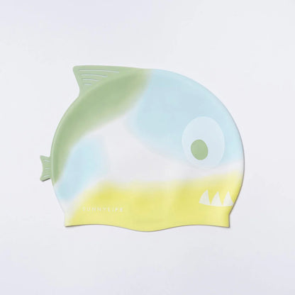 Multicolor Shaped Swimming Cap Shark Tribe Khaki