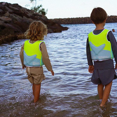 Salty the Shark Swim Vest 1-2 Aqua Neon Yellow