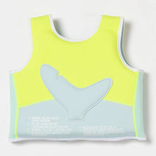 Salty the Shark Swim Vest 1-2 Aqua Neon Yellow