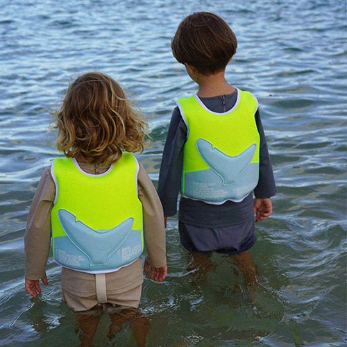 Salty the Shark Swim Vest 1-2 Aqua Neon Yellow