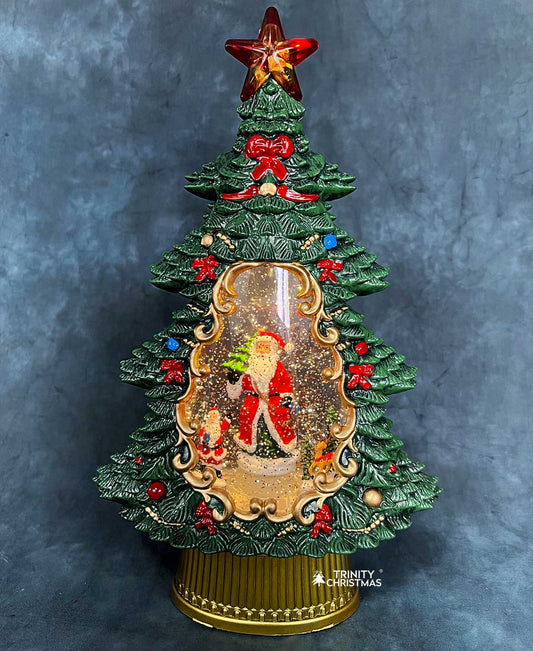 CHRISTMAS TREE WITH ROTATING SANTA