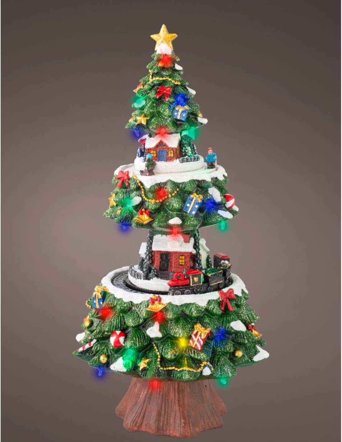 Multi level Christmas tree with light,sound & rotating train