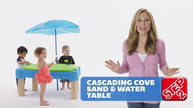 Step2 Cascading Cove Sand & Water Table With Umbrella | Kids Sand & Water Play Table With Umbrella | 6-Pc Accessory Set Included, Blue