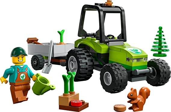 LEGO City Park Tractor 60390, Toy with Trailer for Kids Ages 5 Plus, Farm Vehicle Construction Set with Animal Figures and Gardener Minifigure, Gift Idea