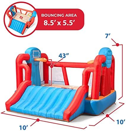 Step2 MAX Sports Full Court Basketball ‘N Slide Bouncer With Extra Heavy Duty Blower | Kids Inflatable Bounce House