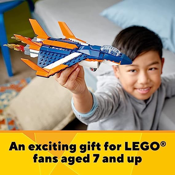 Lego Creator 3in1 Supersonic-Jet 31126 Building Kit; Build a Jet Plane and Rebuild It into a Helicopter or a Speed Boa