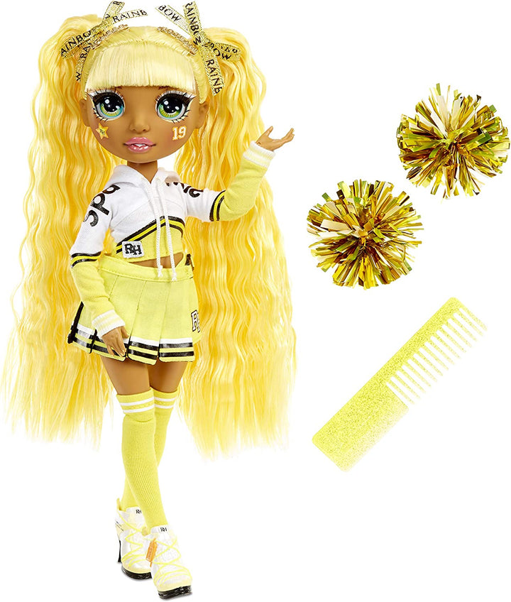 Rainbow High Cheer Sunny Madison – Yellow Cheerleader Fashion Doll with Pom Poms and Doll Accessories, Great Gift for Kids 6-12 Years Old