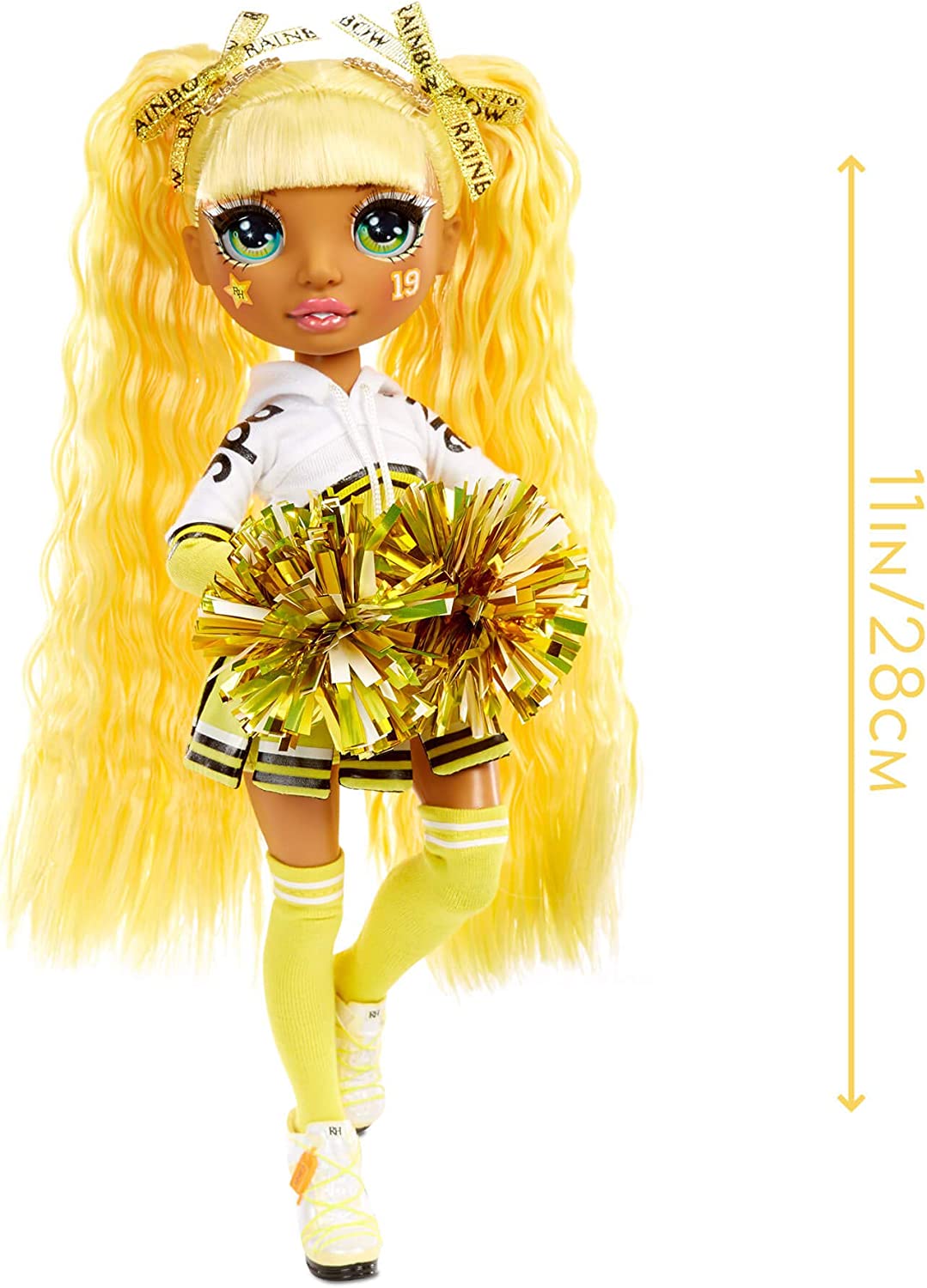 Rainbow High Cheer Sunny Madison – Yellow Cheerleader Fashion Doll with Pom Poms and Doll Accessories, Great Gift for Kids 6-12 Years Old