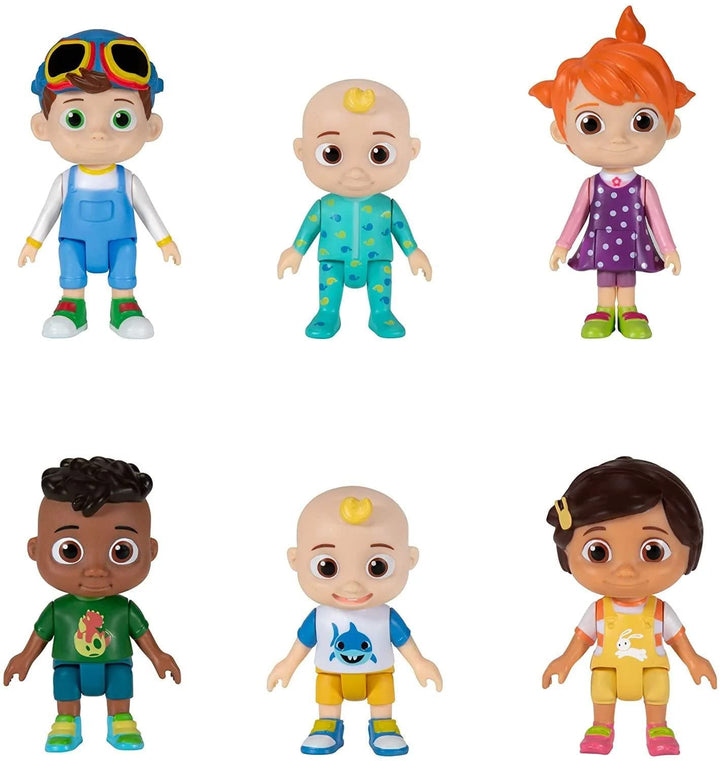 CoComelon Official Friends & Family, 6 Figure Pack - 3 Inch Character Toys - Features Two Baby JJ Figures (Tee and Onesie), Tomtom, YoYo, Cody, and Nina - Toys for Babies and Toddlers