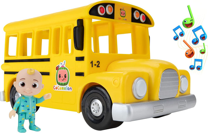 CoComelon Official Musical Yellow School Bus, Plays Clips from ‘Wheels on The Bus,’ Featuring Removable JJ Figure – Character Toys for Babies, Toddlers, and Kids