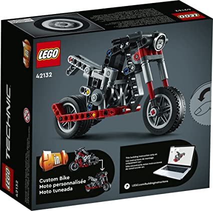 LEGO Technic Motorcycle 42132 Model Building Kit; Give Kids a Treat with This Motorcycle Model; 2-in-1 Toy for Kids Aged 7+ (160 Pieces) (Red and Black)