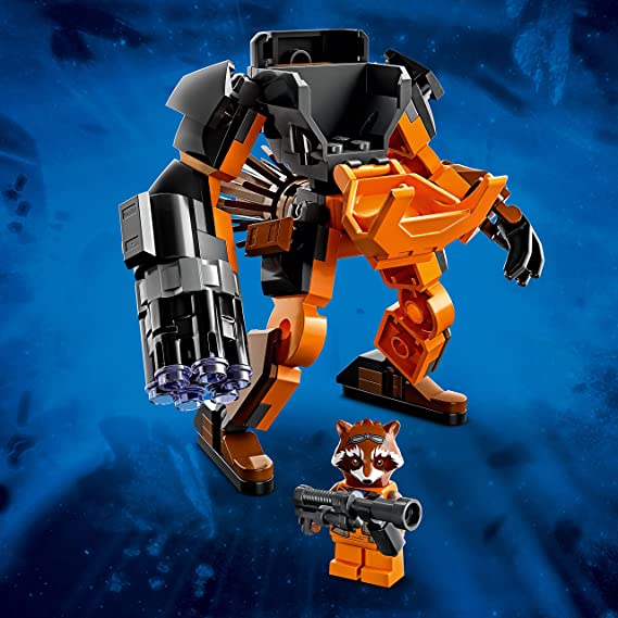 LEGO Marvel Rocket Mech Armor Set 76243, Guardians of The Galaxy Racoon Buildable Action Figure Toy, Avengers Collectable Gift Idea for Kids 6 Plus Years Old