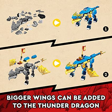 Lego 71760 NINJago Jay Thunder Dragon EVO Playset Featuring a Posable Dragon Toy