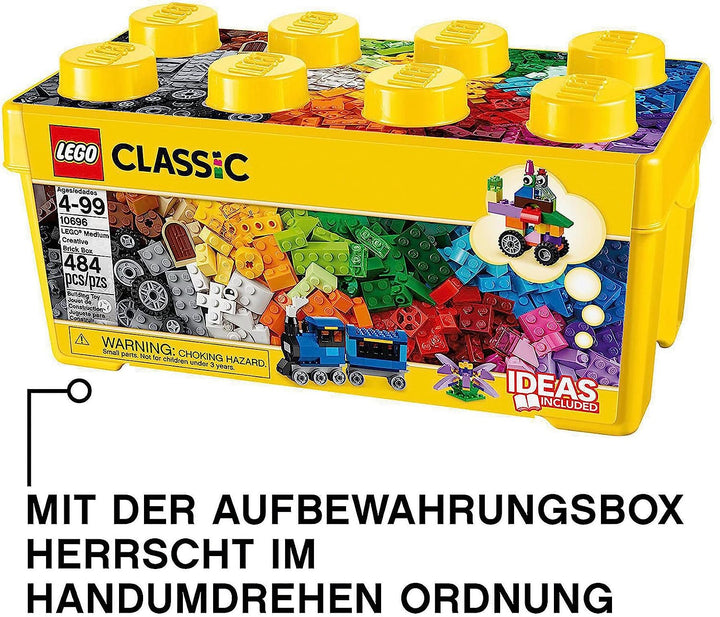 LEGO 10696 Classic Medium Creative Brick Box, Easy Toy Storage, LEGO Masters Fan Gift(Multicolor,Pack of 484 Pieces)