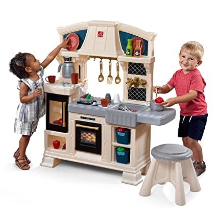 Step2 Classic Chic Play Kitchen | Toddler Kitchen Playset With Accessories & Stool