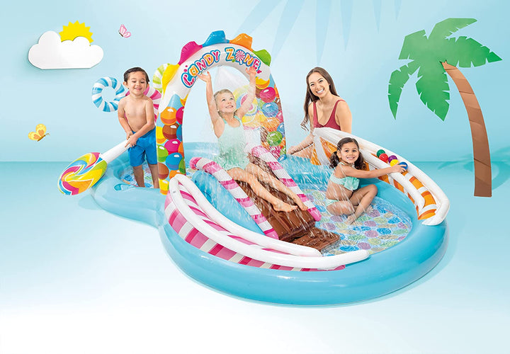 Intex slide Candy Zone Play Center Inflatable Rubber Swimming Pool, Multi Color