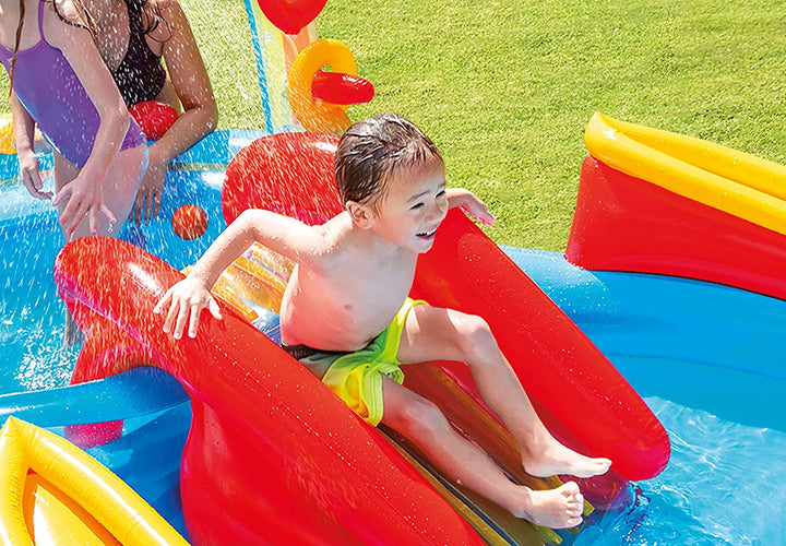 Intex Inflatable Slide Rainbow Ring Water Play Centre, Multi Color