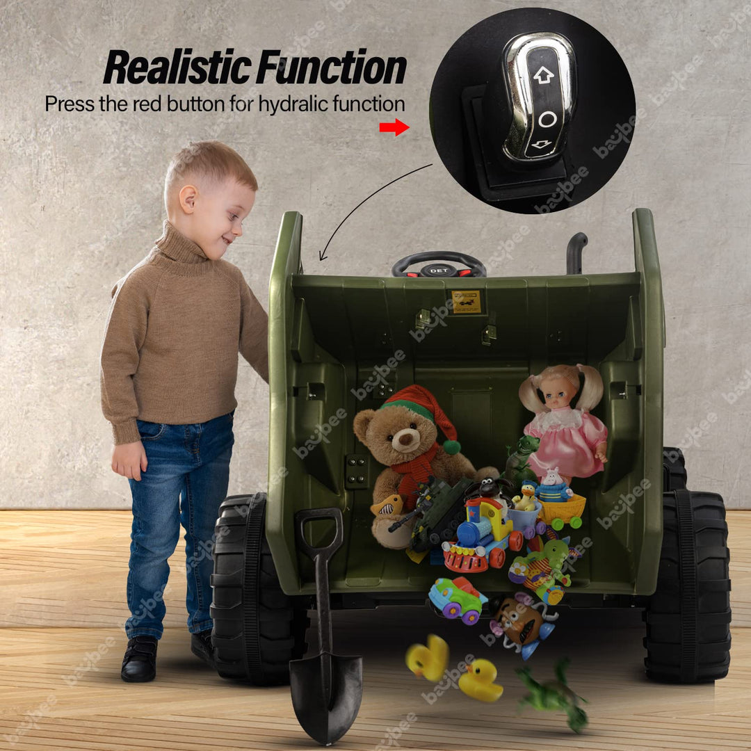 Baybee Caterpillar Battery Operated Truck Car for Kids, Ride on Toy Kids Car with Bluetooth, Music & Light | Baby Big Car Truck | Battery Electric Car for Kids to Drive 2 to 8 Years Boys Girls (Green)