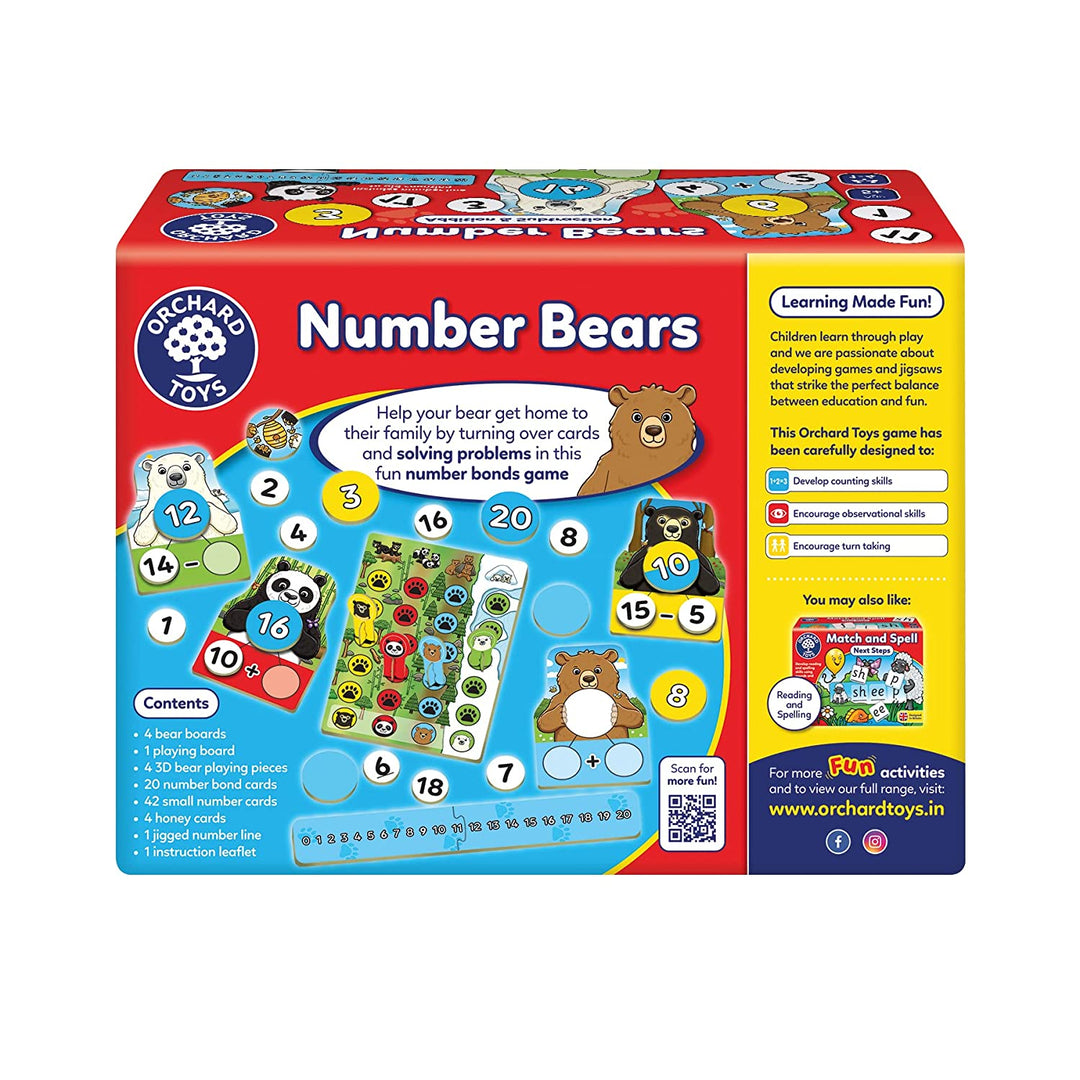 Orchard Toys Number Bears, Educational Board Game, Teaches Counting, Number Bonds, Addition and Subtraction to Children Age 5+ Years, Teacher Tested Maths Game, Party Gift for Boys and Girls