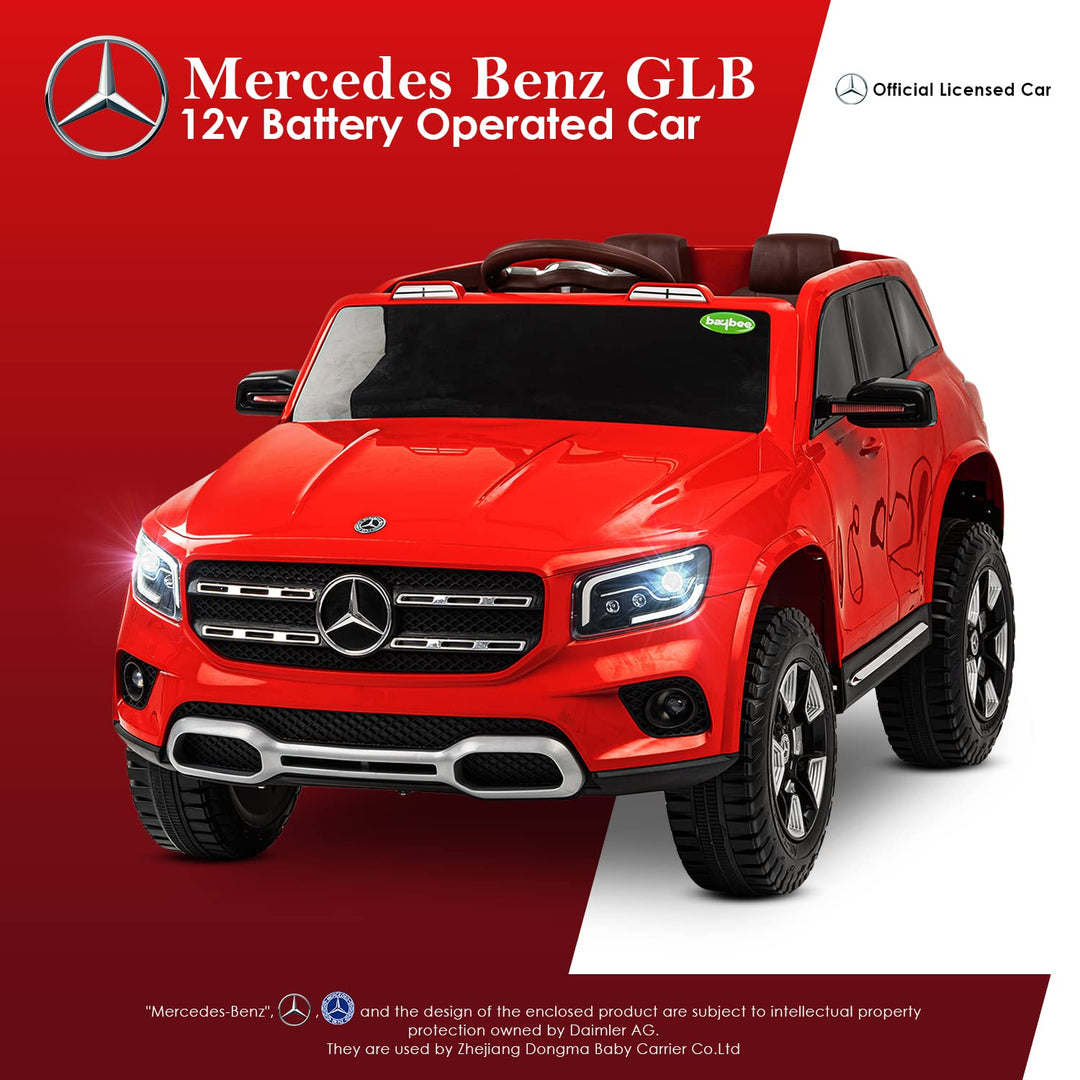 Baybee Licensed Mercedes GLB Battery Operated Ride on Kids Car, Baby Car with USB, Music | Electric Kids Baby Big Car Toys | Battery Operated Car for Kids to Drive 2 to 6 Years Boys Girls (Red)