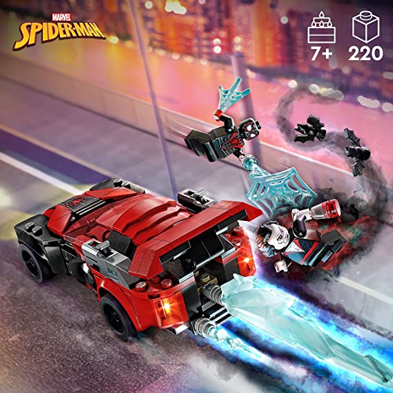 LEGO Marvel Miles Morales vs. Morbius 76244, Spider-Man Building Toy Set for Kids, Boys and Girls with Race Car and Minifigures, Adventures in The Spiderverse