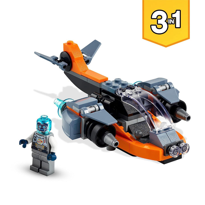 LEGO 31111 Kid's Creator 3 in 1 Cyber Drone Building Set with Cyber Mech and Scooter, Space Toys 6 Years Old, Multicolor