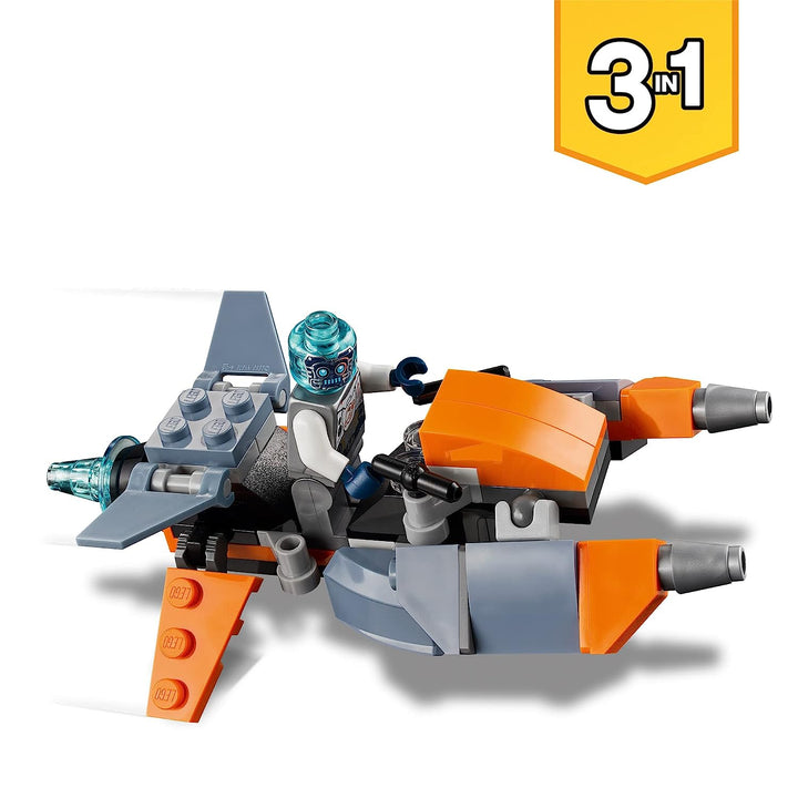 LEGO 31111 Kid's Creator 3 in 1 Cyber Drone Building Set with Cyber Mech and Scooter, Space Toys 6 Years Old, Multicolor