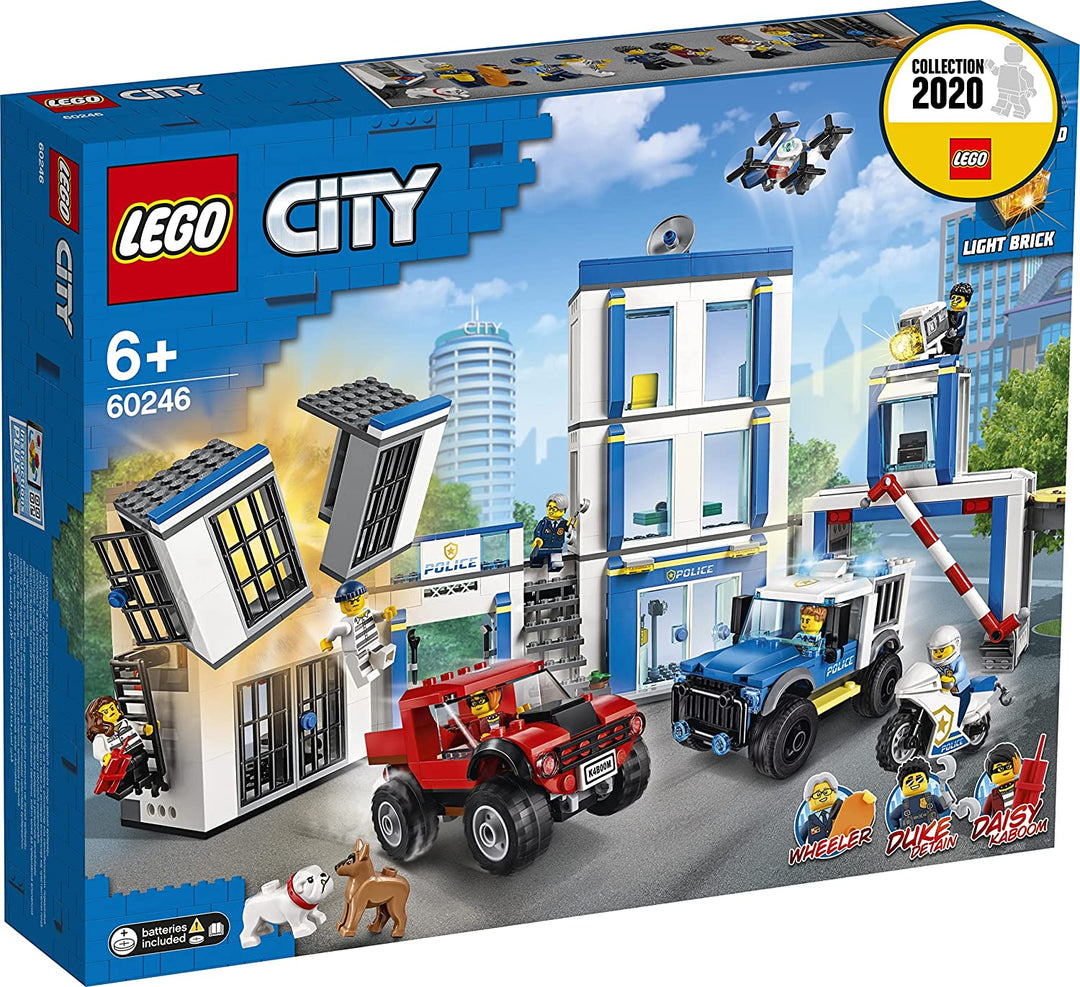 LEGO 60246 City Police Station Building Set with 2 Truck Toys, Light & Sound Bricks, Drone and Motorbike (Multicolour) (743 pieces)