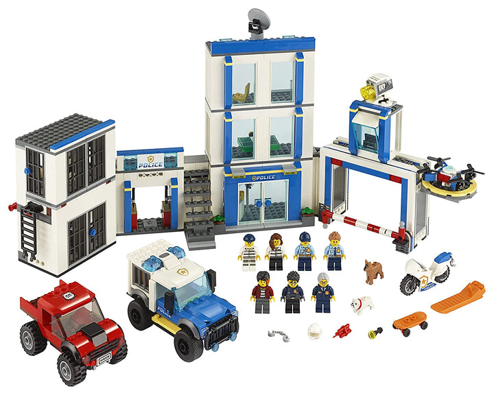 LEGO 60246 City Police Station Building Set with 2 Truck Toys, Light & Sound Bricks, Drone and Motorbike (Multicolour) (743 pieces)