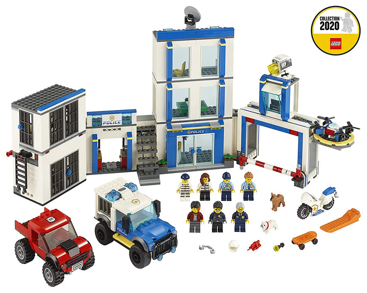 LEGO 60246 City Police Station Building Set with 2 Truck Toys, Light & Sound Bricks, Drone and Motorbike (Multicolour) (743 pieces)