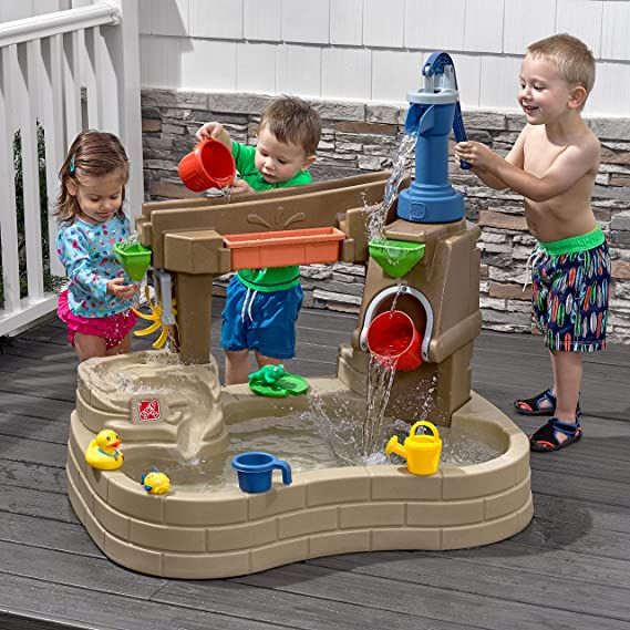 Step2 Pump & Splash Discovery Pond Water Table Outdoor Water Toy With Water Pump, Brown