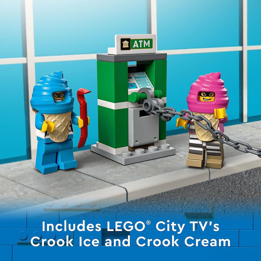 LEGO City Ice Cream Truck Police Chase Van, 60314 Easter Toys for Kids, Girls and Boys Age 5 Plus Years Old with Splat Launcher & Police Car