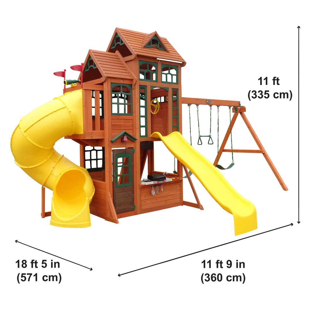 KidKraft Canyon Ridge Wooden Climbing Frame / Swing Set